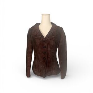 Doncaster Collection Black Red Polka Dot Tailored Blazer Size 6